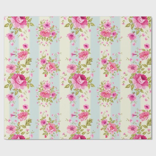 Hübsch rosa Rosenmuster Geschenkpapier (Flach)