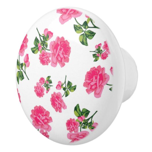 Hübsch rosa Rosenmuster Keramikknauf (Rechts)