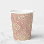 Hübsch rosa Rosenmuster Papier-Cup Pappbecher (Rückseite)
