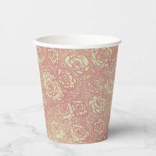 Hübsch rosa Rosenmuster Papier-Cup Pappbecher