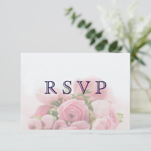 Hübsch rosa Roses Bouquet RSVP-Karte RSVP Karte (Stehend Vorderseite)