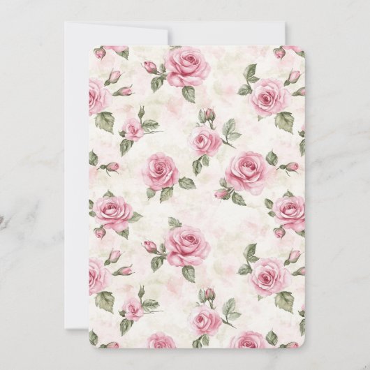 Hübsch Rosa Roses Brautparty Einladung (Rückseite)