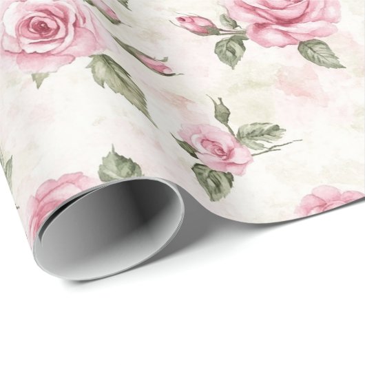 Hübsch Rosa Roses Brautparty Geschenkpapier (Rolleneckpunkt)