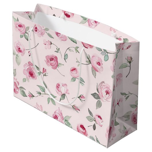 Hübsch Rosa Roses Brautparty Große Geschenktüte (Rückseite Schrägansicht)