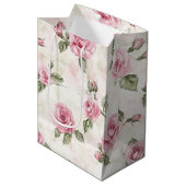 Hübsch Rosa Roses Brautparty Mittlere Geschenktüte (Vorderseite Schrägansicht)