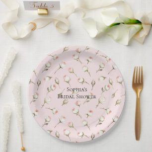 Hübsch rosa Roses Brautparty Pappteller
