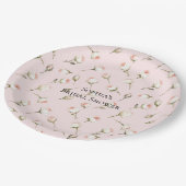Hübsch rosa Roses Brautparty Pappteller (Schrägansicht)