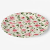 Hübsch Rosa Roses Brautparty Pappteller (Schrägansicht)