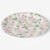 Hübsch rosa Roses Brautparty Pappteller (Schrägansicht)