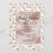 Hübsch Rosa Roses Roses Rosa Rosa Glam Brautparty Einladung (Vorne/Hinten)