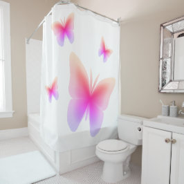 Hübsch rosa Schmetterlingsdruck Duschvorhang
