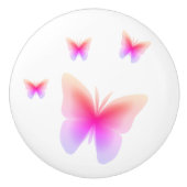 Hübsch rosa Schmetterlingsdruck Keramikknauf (Vorderseite)
