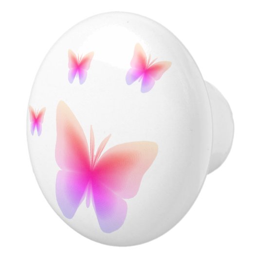 Hübsch rosa Schmetterlingsdruck Keramikknauf (Rechts)