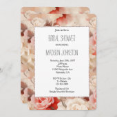 Hübsch Rosa Schwarz Creme Rose Blumenmuster Brautp Einladung (Vorne/Hinten)