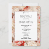 Hübsch Rosa Schwarz Creme Rose Blumenmuster Brautp Einladung (Vorderseite)