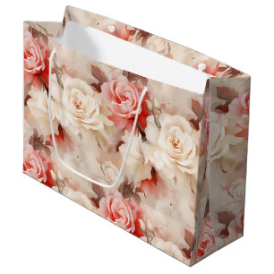 Hübsch Rosa Schwarz Creme Rose Blumenmuster Brautp Große Geschenktüte