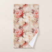 Hübsch Rosa Schwarz Creme Rose Blütenfarben Badhandtuch Set (Handtuch)