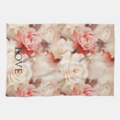 Hübsch Rosa Schwarz Creme Rose Blütenfarben Geschirrtuch (Horizontal)