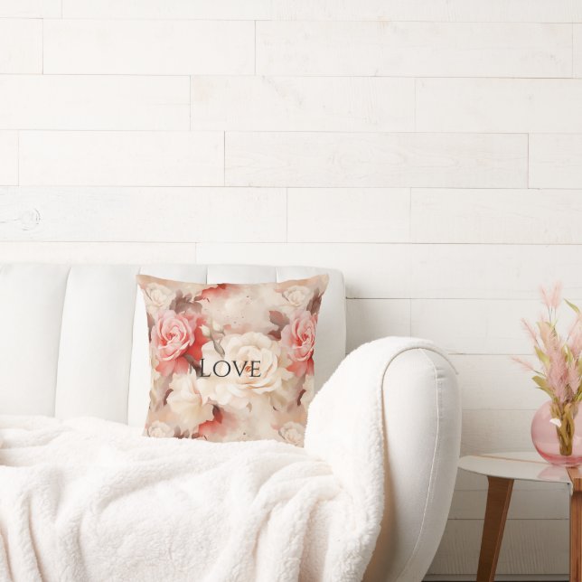 Hübsch Rosa Schwarz Creme Rose Blütenfarben Kissen (Liege)