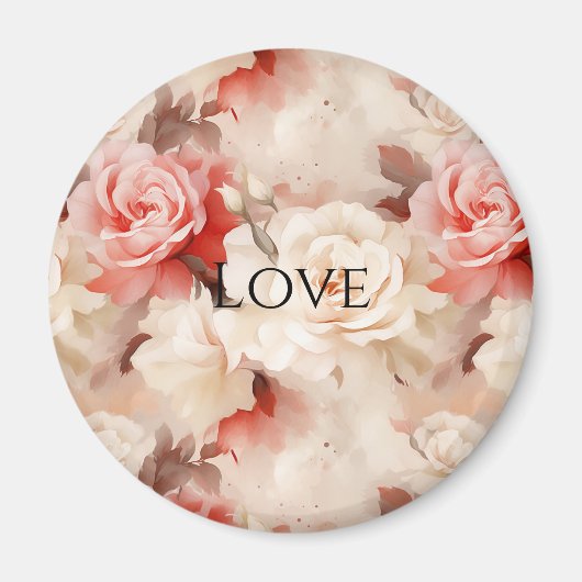 Hübsch Rosa Schwarz Creme Rose Blütenfarben Magnet (Vorne)