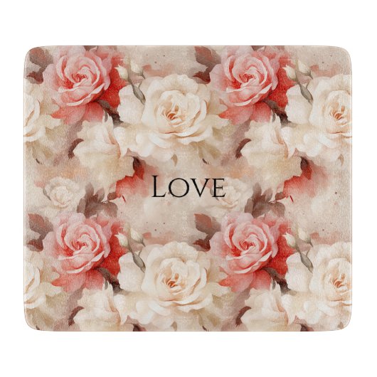 Hübsch Rosa Schwarz Creme Rose Blütenfarben Schneidebrett (Vorderseite)