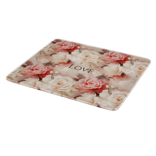 Hübsch Rosa Schwarz Creme Rose Blütenfarben Schneidebrett (Ecke)