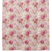 Hübsch rosa Shabby Chic Blumenmuster Duschvorhang (Vorderseite)