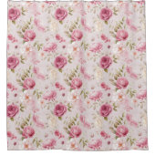 Hübsch rosa Shabby Chic Blumenmuster Duschvorhang (Vorderseite)