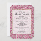 Hübsch rosa Silberer Glitzer Leopard Einladung (Vorderseite)