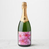 Hübsch rosa Sommer-Blume Schaumweinetikett (Vorderseite)