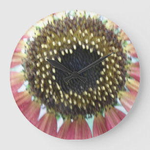 Hübsch rosa Sonnenblumensäulenhalterung Große Wanduhr