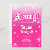 Hübsch rosa Sparkassenstars Party Foto Einladung (Vorderseite)