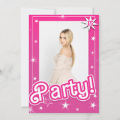 Hübsch rosa Sparkassenstars Party Foto Einladung (Rückseite)