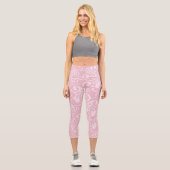 Hübsch rosa Spitzenaussehen zart Capri Leggings (Vorderseite)