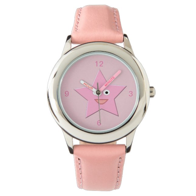 Hübsch rosa Star-Uhr Armbanduhr (Vorderseite)