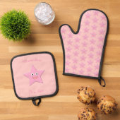Hübsch rosa Sternchen Ofenhandschuh & Topflappen-Set (Oben Unten)
