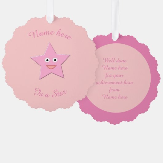 Hübsch rosa Sternchen Ornament Karte (Vorderseite/Rückseite)