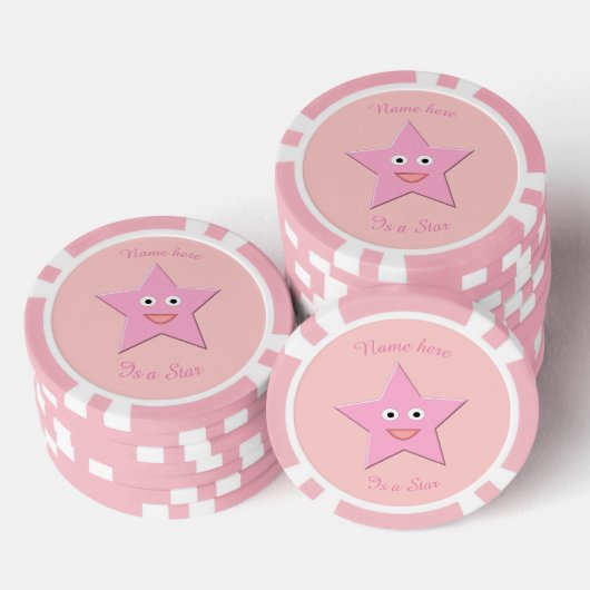 Hübsch rosa Sternchen Pokerchips (Stapel)