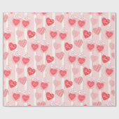 Hübsch rosa Streifen - Herz Valentinstag Geschenkpapier (Flach)