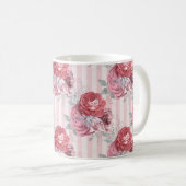 Hübsch rosa Streifen-Muster Kaffeetasse (VorderseiteRechts)