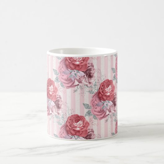 Hübsch rosa Streifen-Muster Kaffeetasse (Mittel)