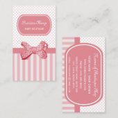 Hübsch rosa Streifen Niedlich Polka Dot Bow Boutiq Visitenkarte (Vorne/Hinten)