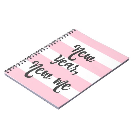 Hübsch rosa Strip Journal New Year New Me Notizblock (Linke Seite)