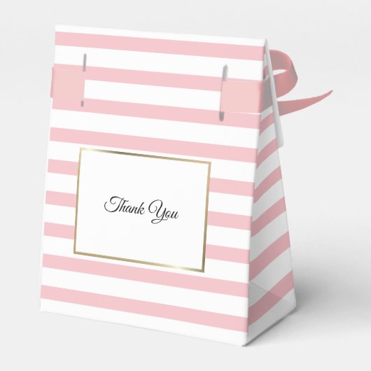 Hübsch-rosa Stripe-Taufe Geschenkschachtel (Rückseite)