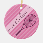 Hübsch rosa Stripter Tennisspielername Ball Girl Keramik Ornament (Vorne)