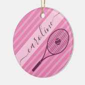 Hübsch rosa Stripter Tennisspielername Ball Girl Keramik Ornament (Links)