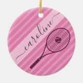 Hübsch rosa Stripter Tennisspielername Ball Girl Keramik Ornament (Hinten)