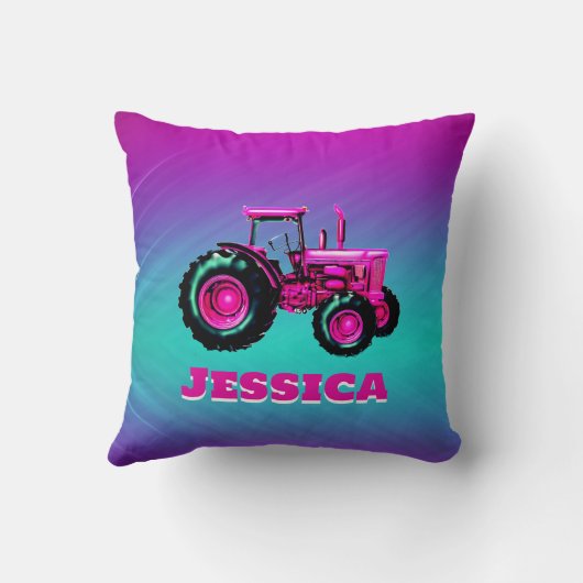 Hübsch rosa Traktor Kissen (Rückseite)