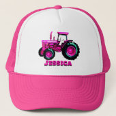 Hübsch rosa Traktor Truckerkappe (Vorderseite)