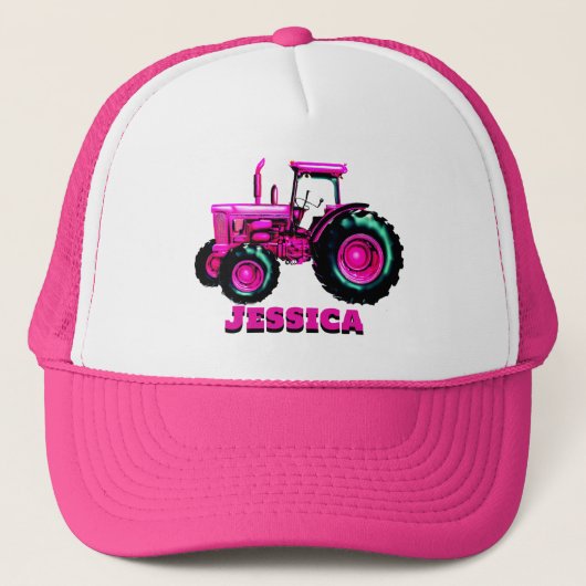 Hübsch rosa Traktor Truckerkappe (Vorderseite)